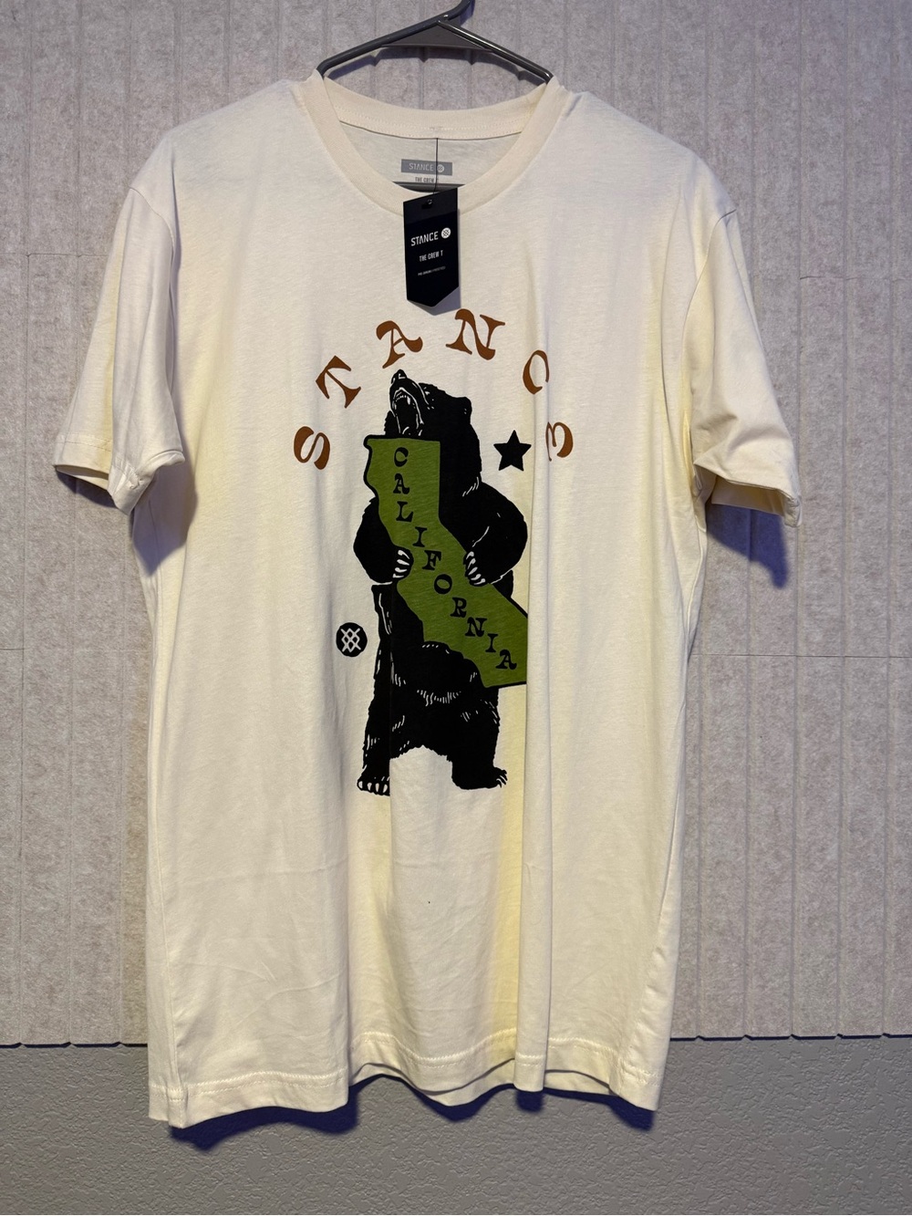 Stance Cream Short-Sleeve Tee with California Bear Graphic